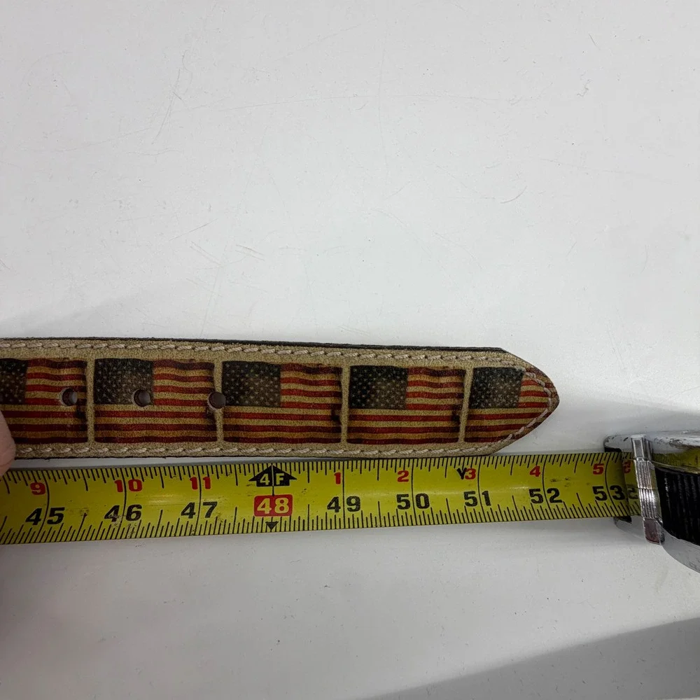 Justin Men's Size 46 American Flag Top Grain Leather Belt USA Made Western